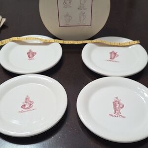 White Ceramic Coffee-Themed Plates Set